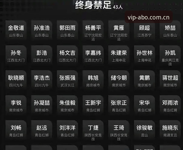 ABO下载链接评测 中国足协第三批禁足名单深度解析:行业整顿完整指南